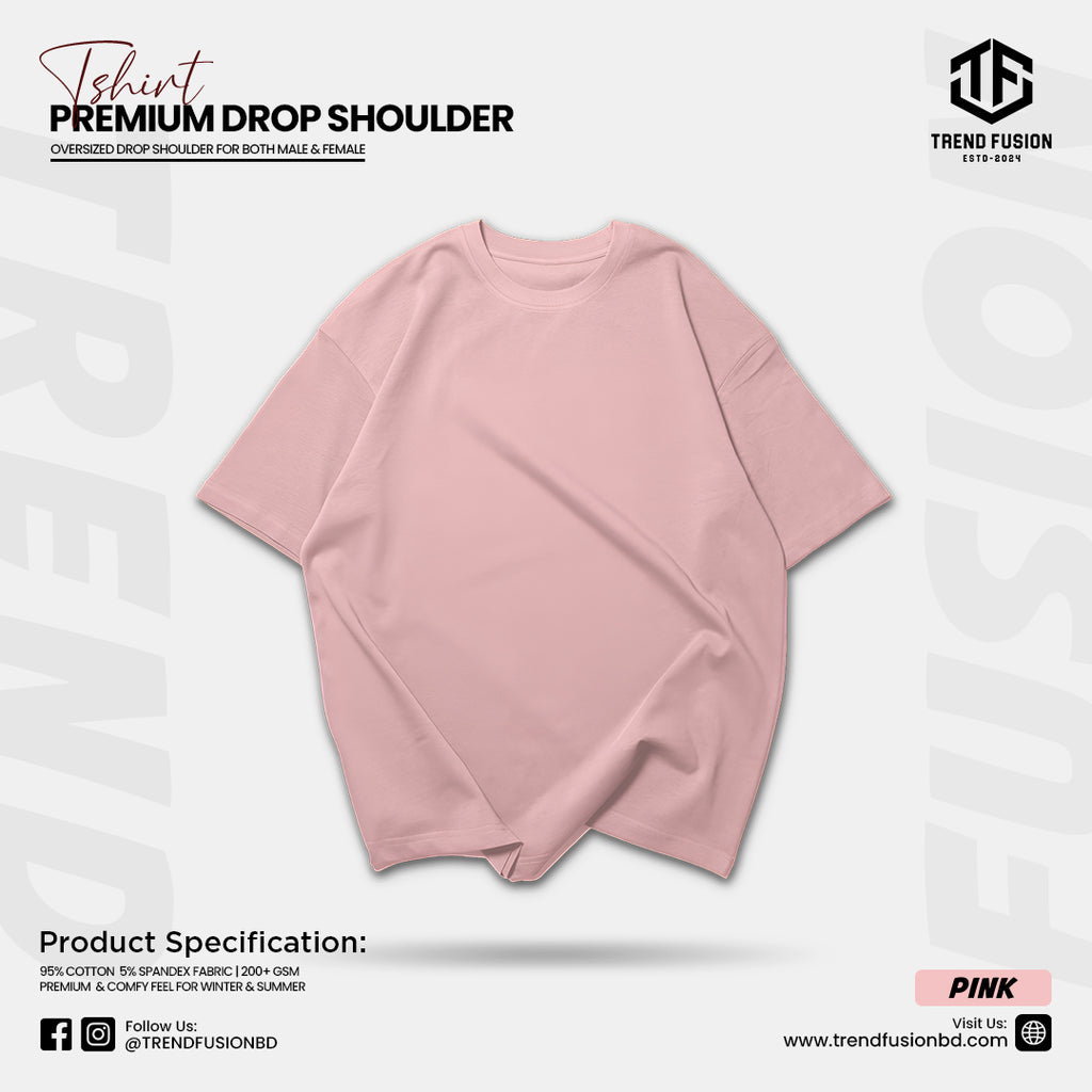 Premium Pink Drop Shoulder Tee