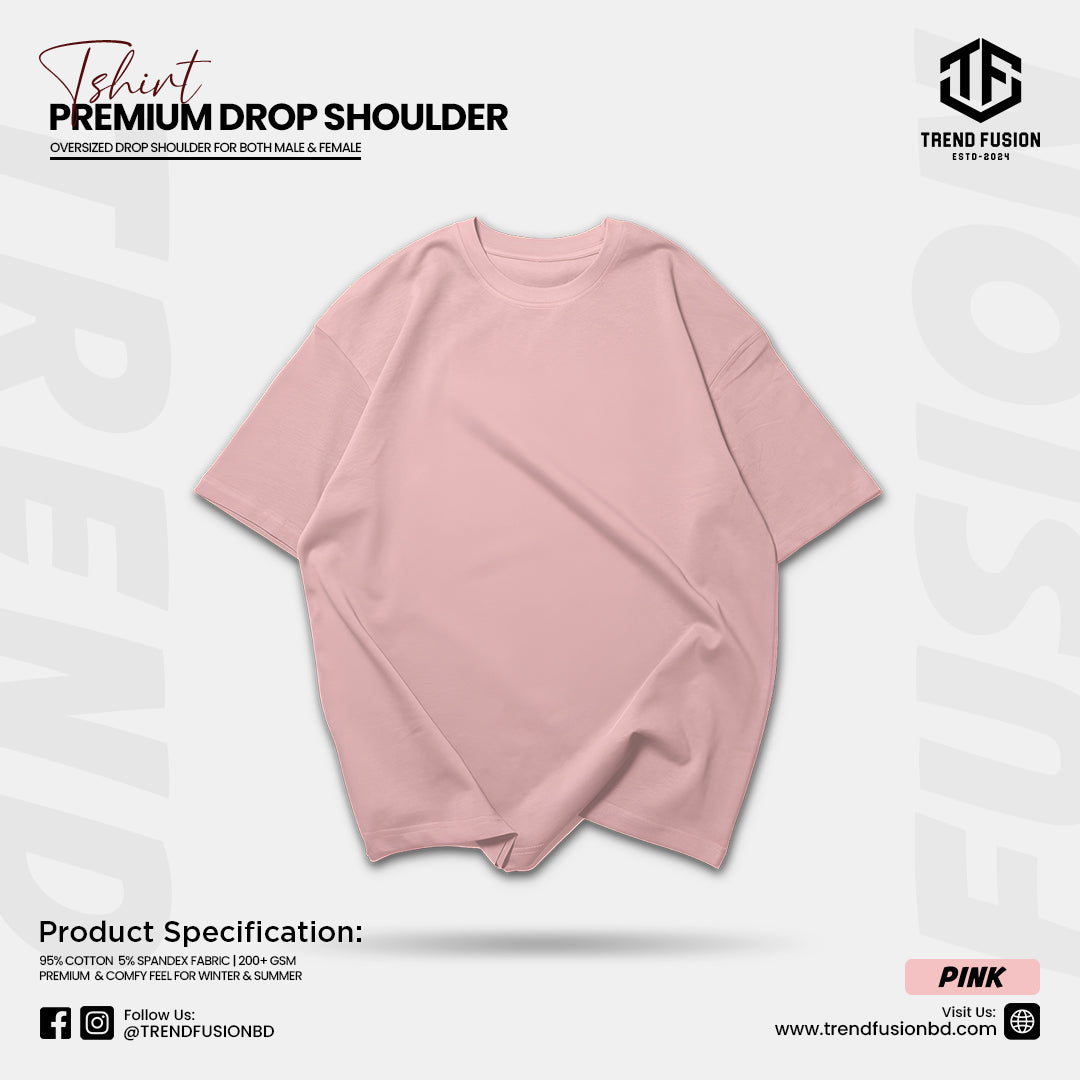 Premium Pink Drop Shoulder Tee