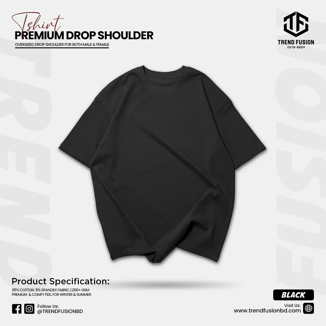 Premium Black Drop Shoulder Tee