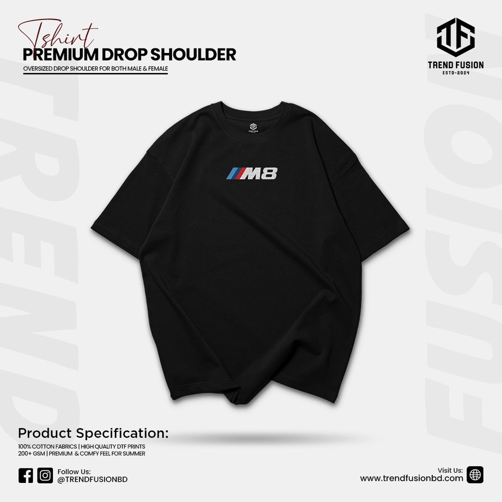 Premium BMW M8 Black Drop Shoulder Tee