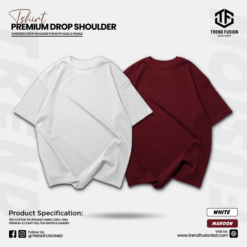 Premium Bold Contrast Drop Shoulder Tee Combo