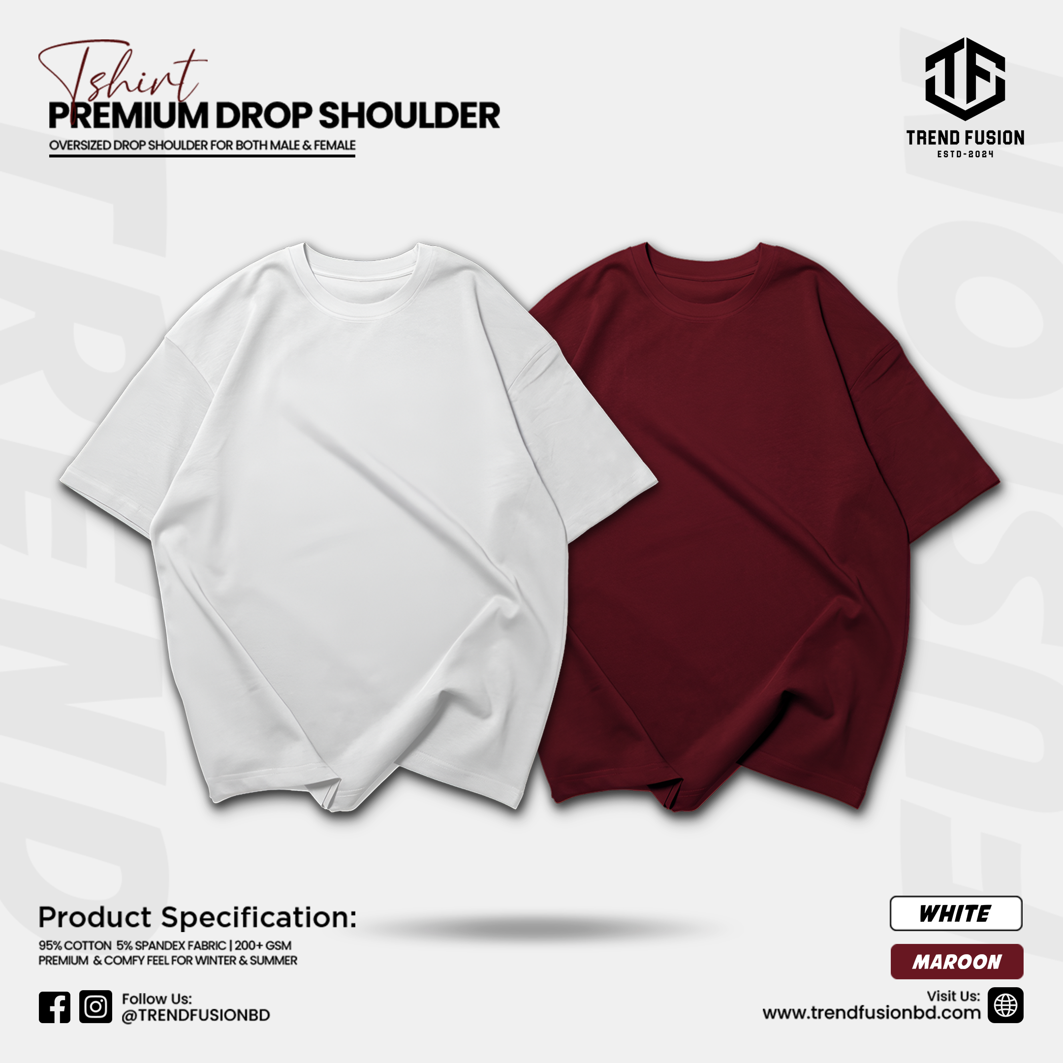 Premium Bold Contrast Drop Shoulder Tee Combo