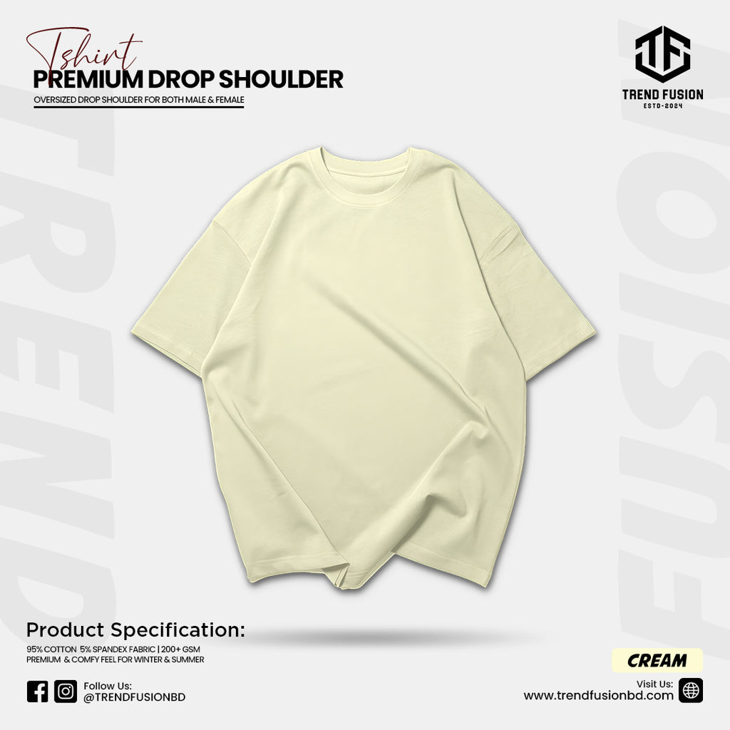 Premium Cream Drop Shoulder Tee