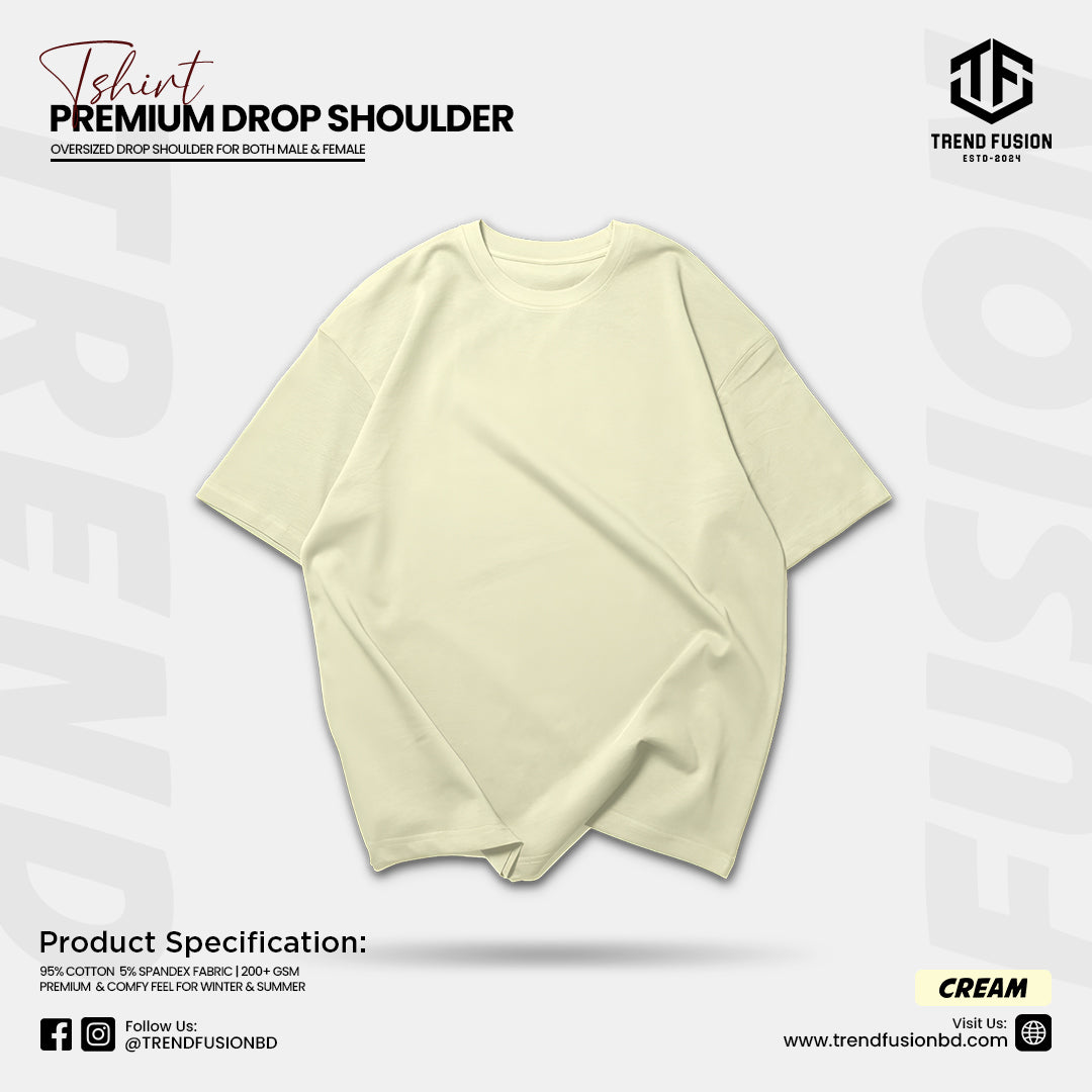 Premium Cream Drop Shoulder Tee
