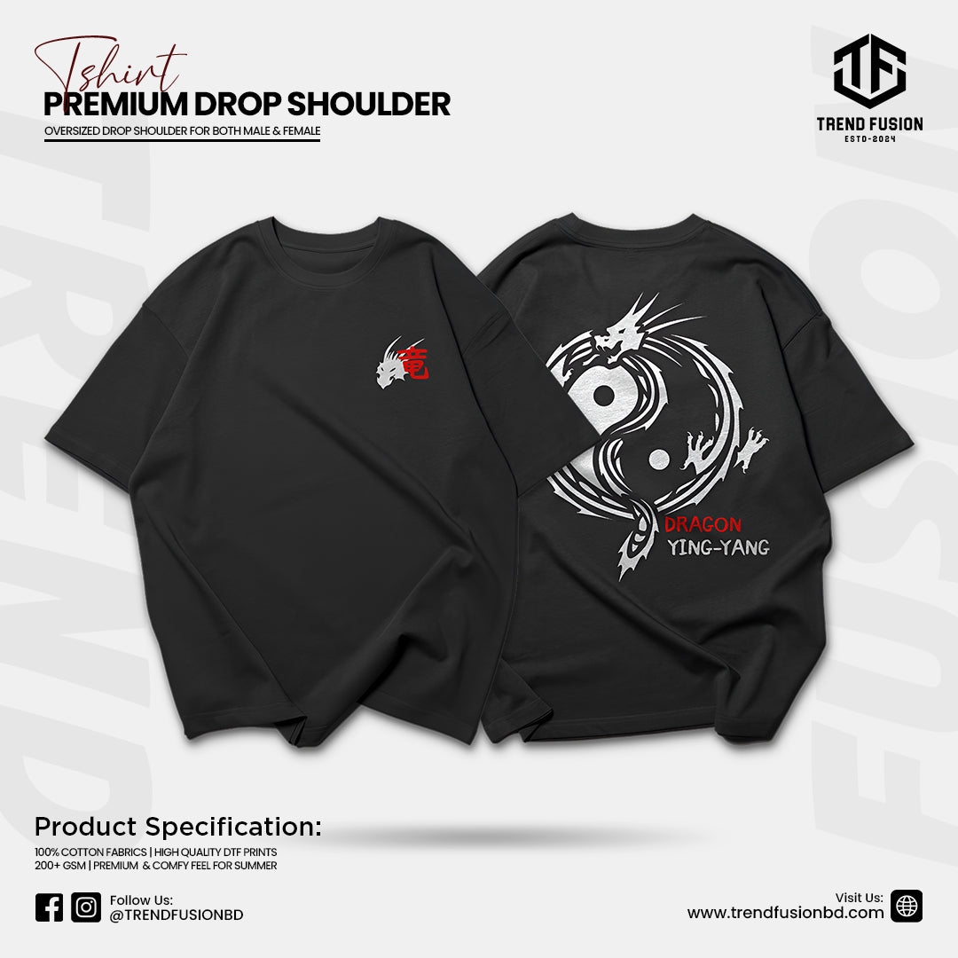 Premium Ying-Yang Dragon Drop Shoulder Tee