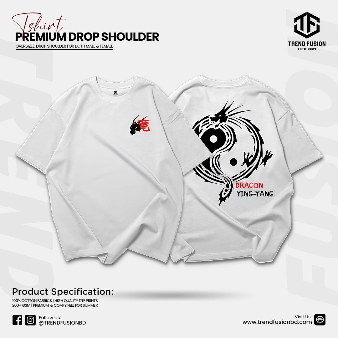 Premium Ying-Yang Dragon Drop Shoulder Tee