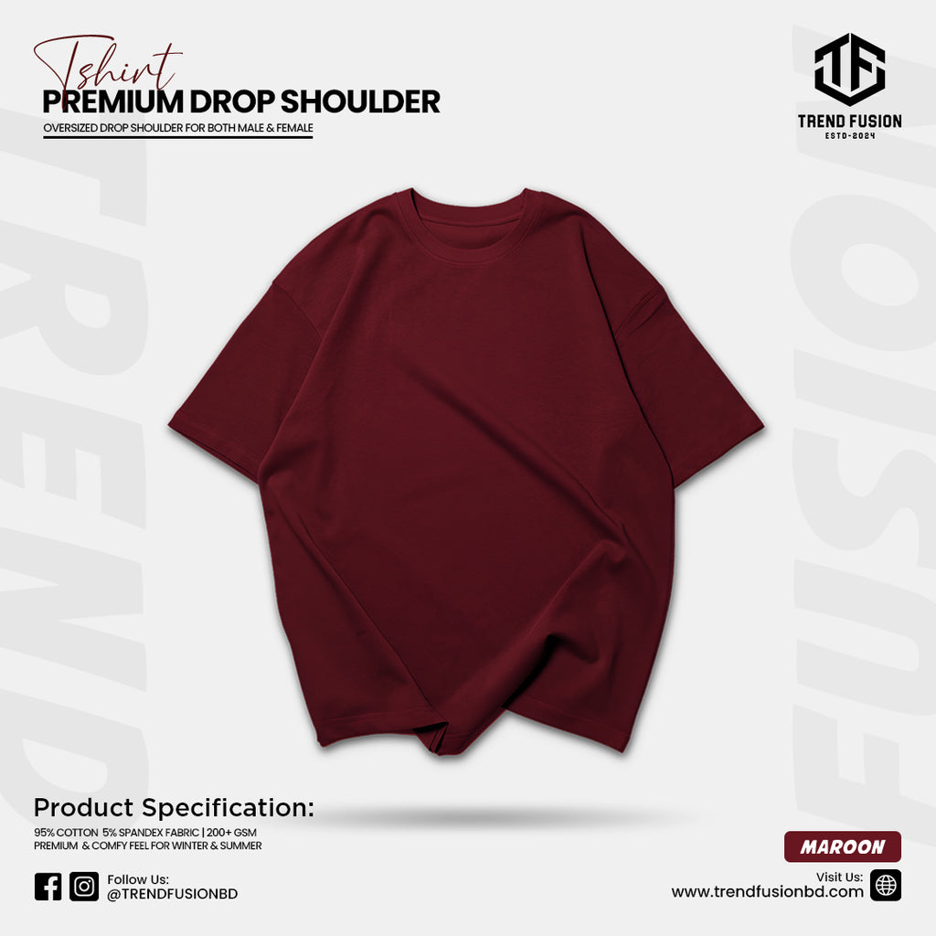 Premium Maroon Drop Shoulder Tee