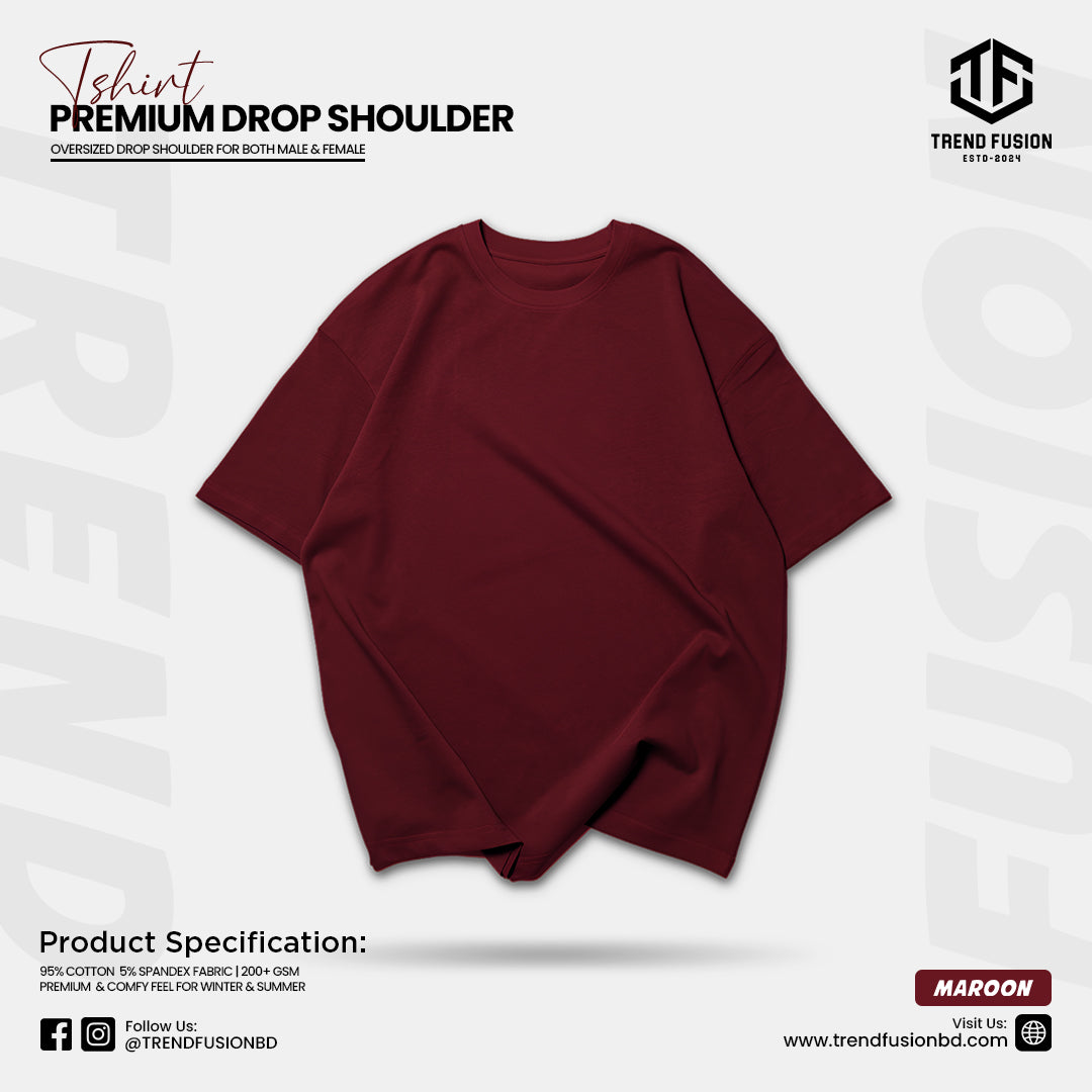 Premium Maroon Drop Shoulder Tee