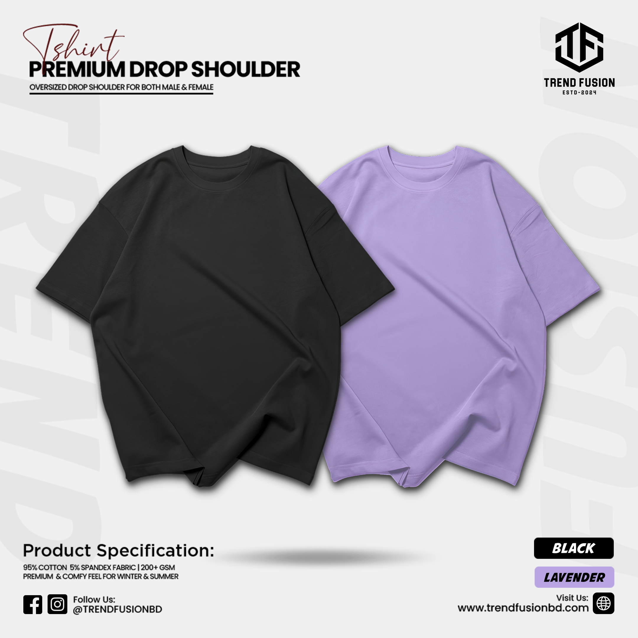 Premium Midnight Aura Drop Shoulder Tee Combo