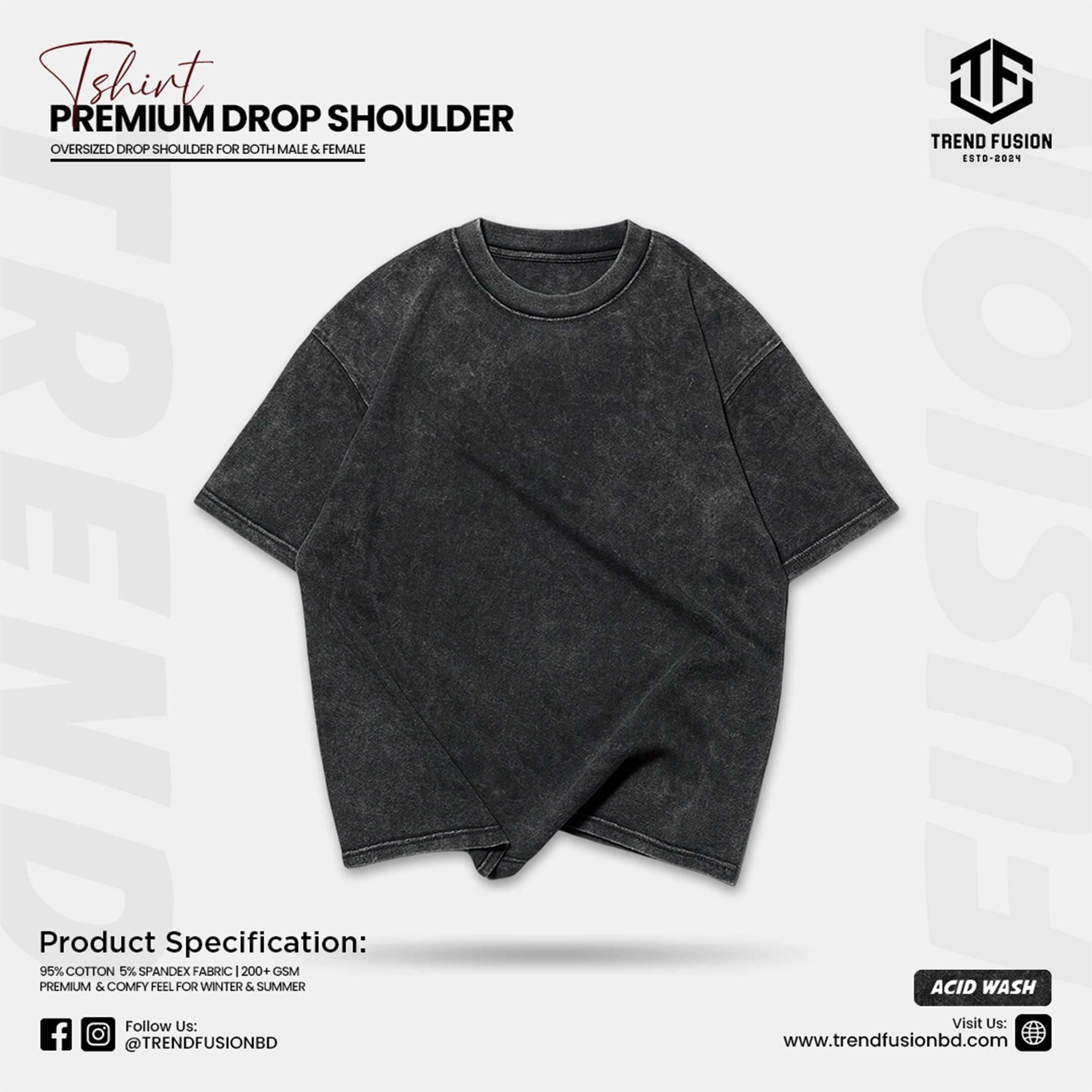 Premium Acid Wash Drop Shoulder Tee