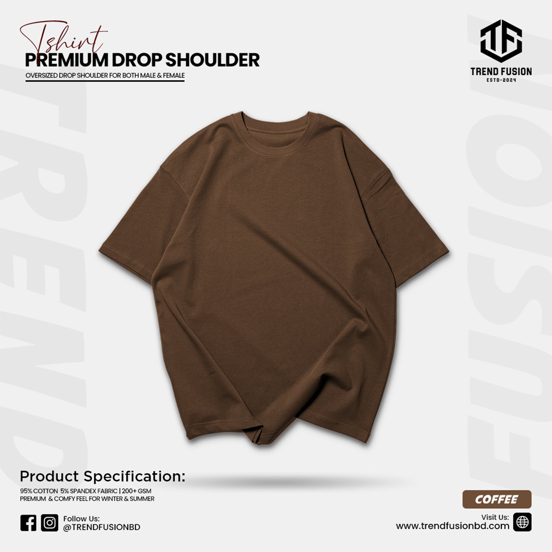 Premium Coffee Drop Shoulder Tee