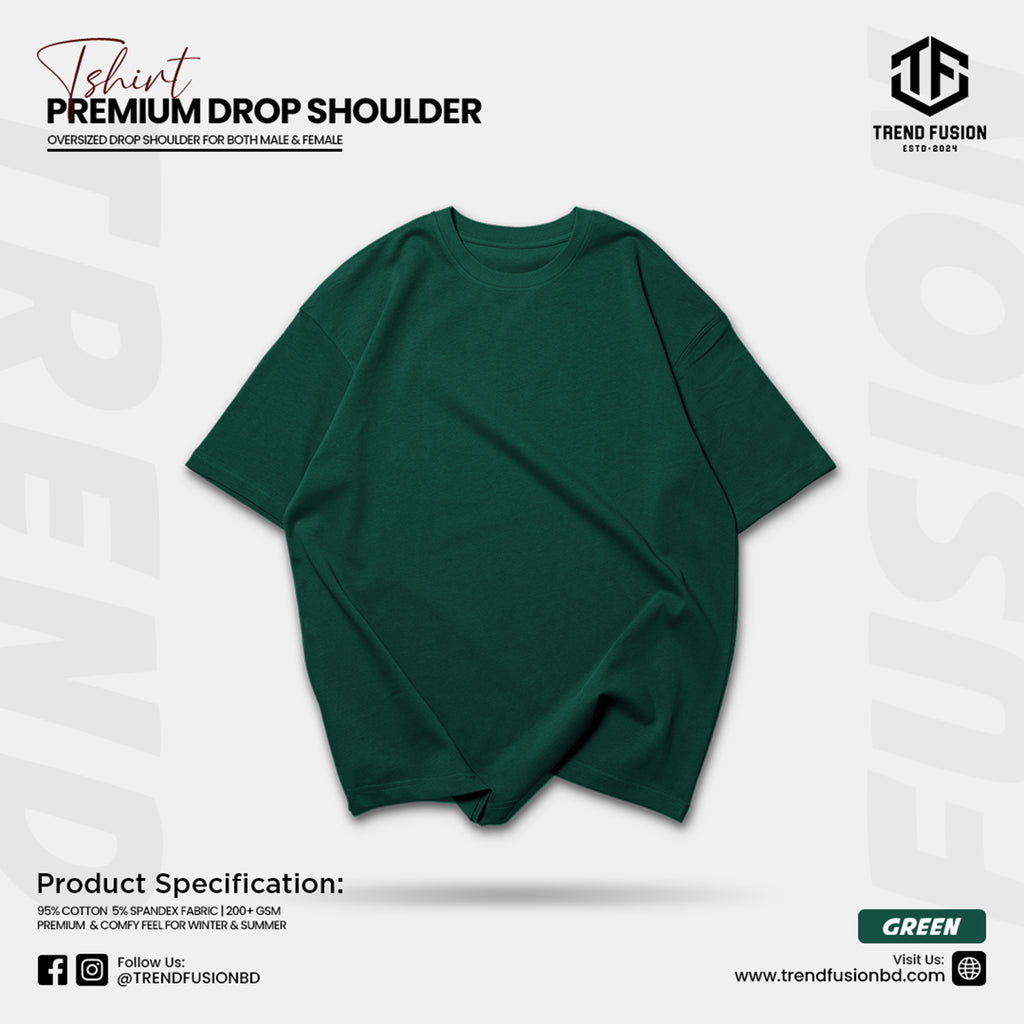 Premium Green Drop Shoulder Tee
