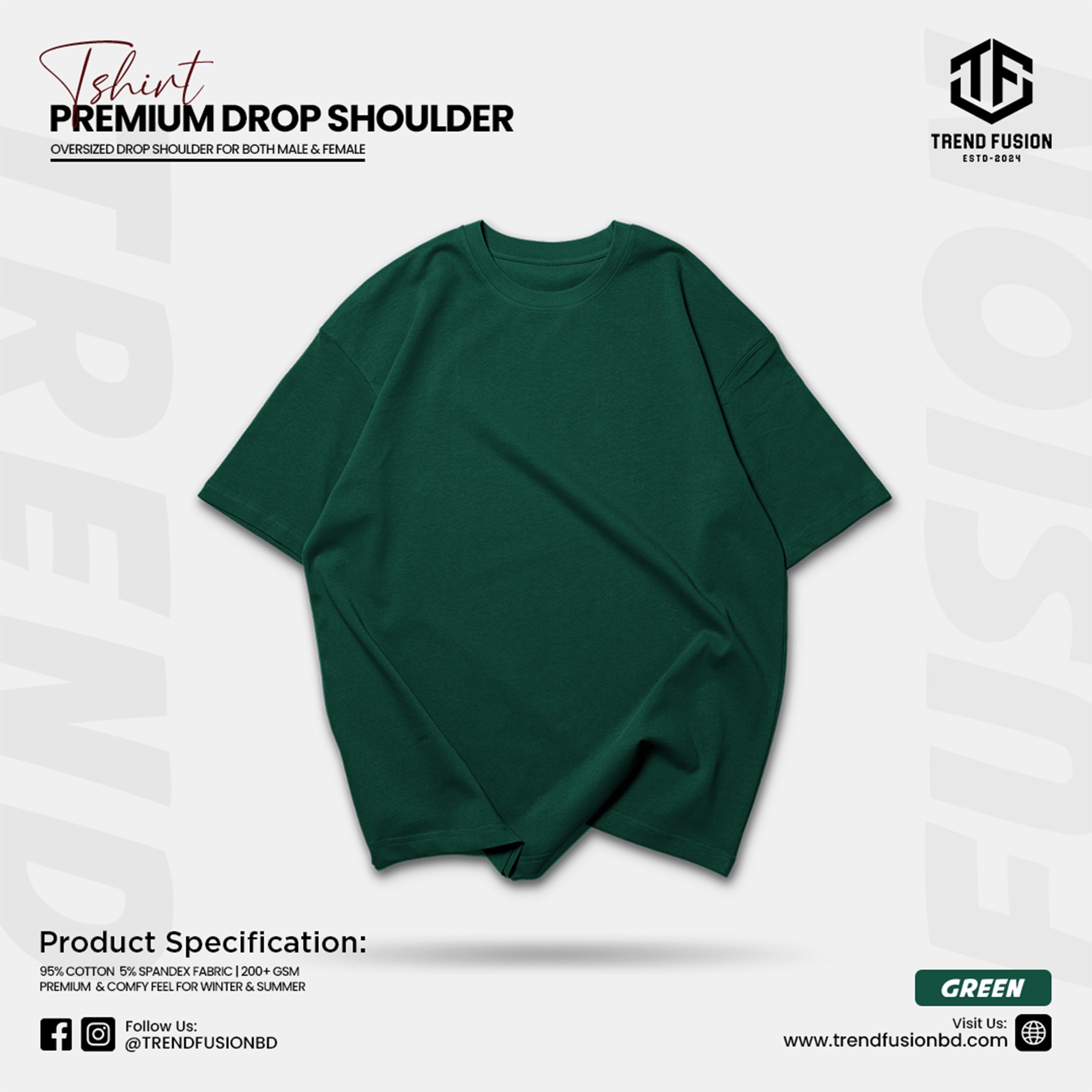 Premium Green Drop Shoulder Tee