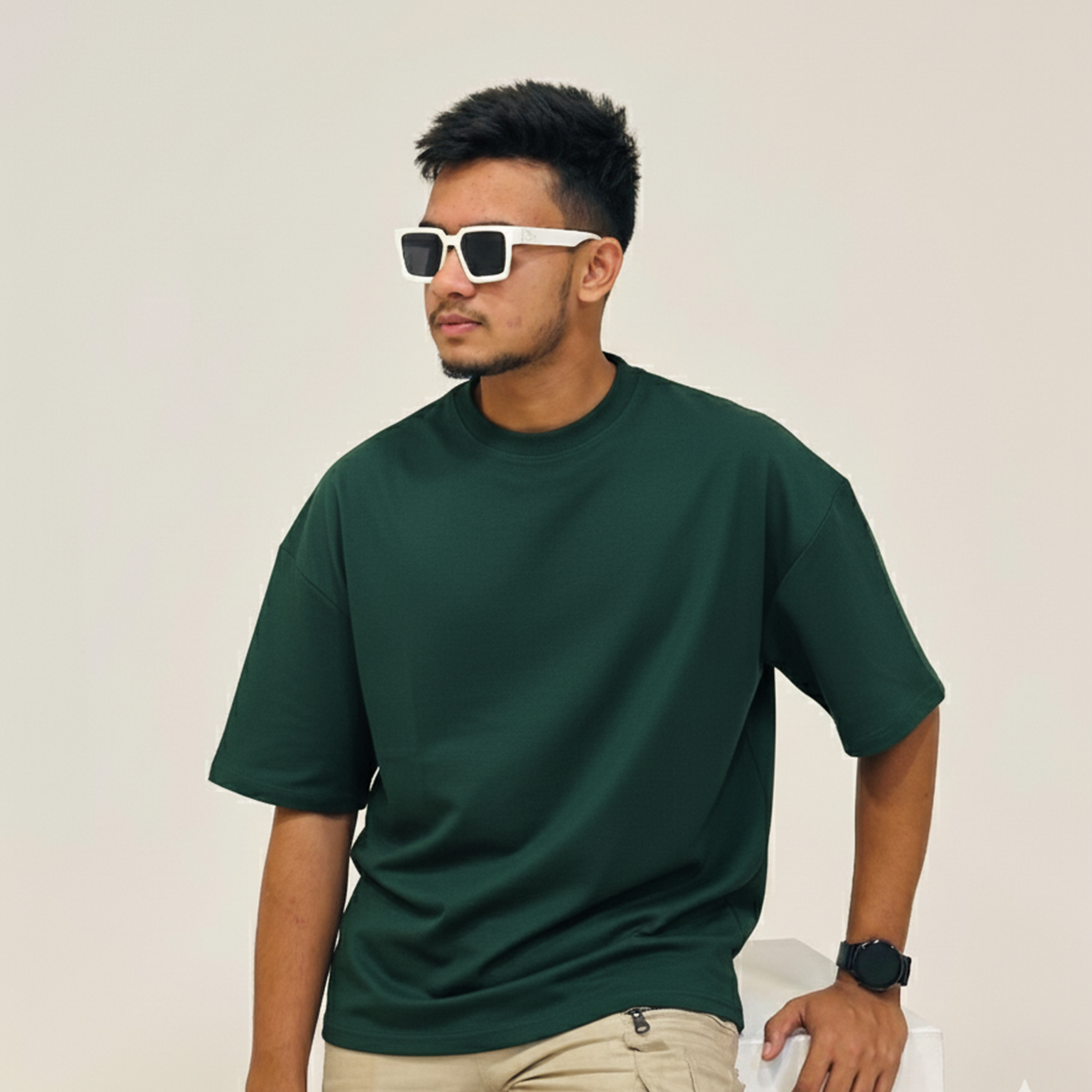Premium Green Drop Shoulder Tee