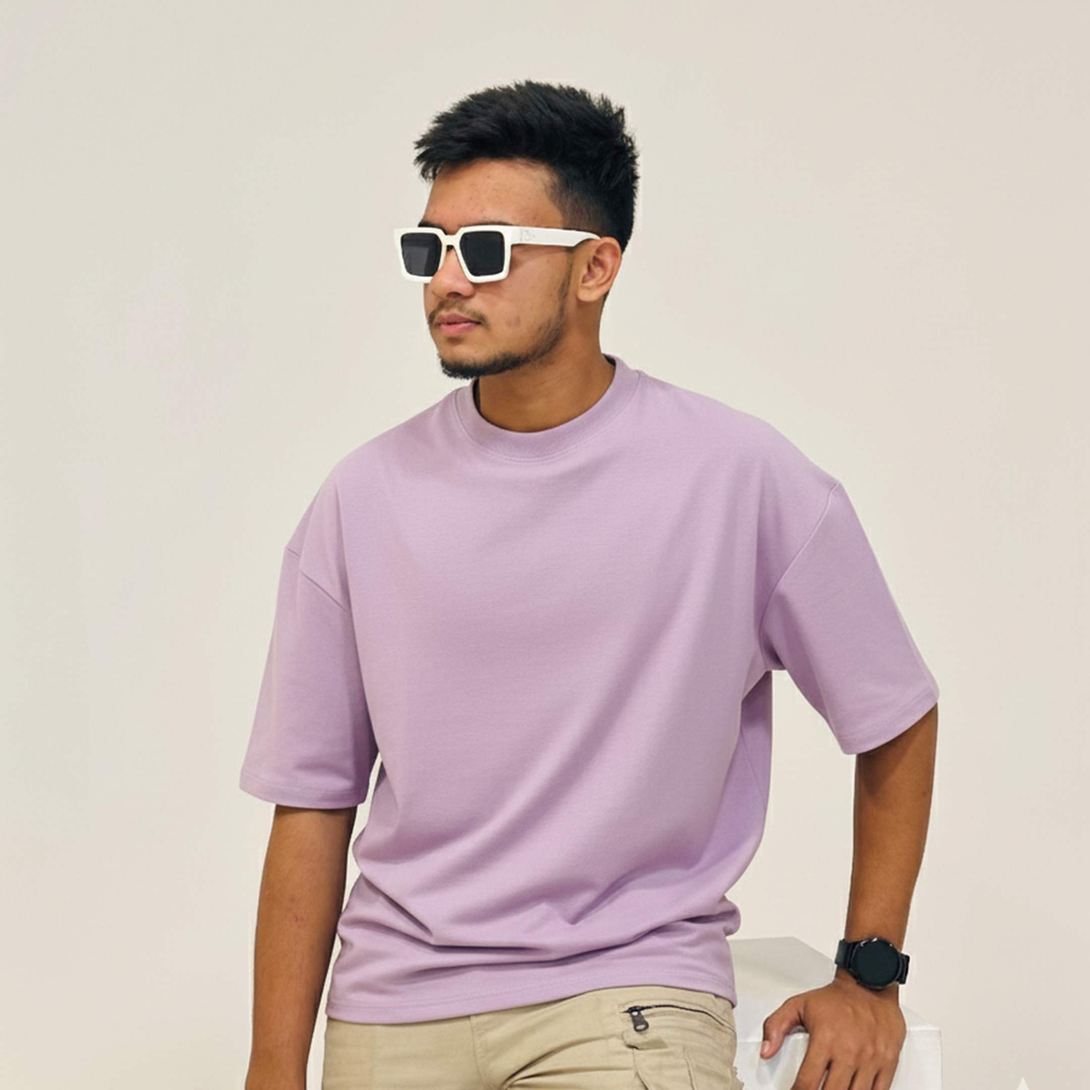 Premium Lavender Drop Shoulder Tee