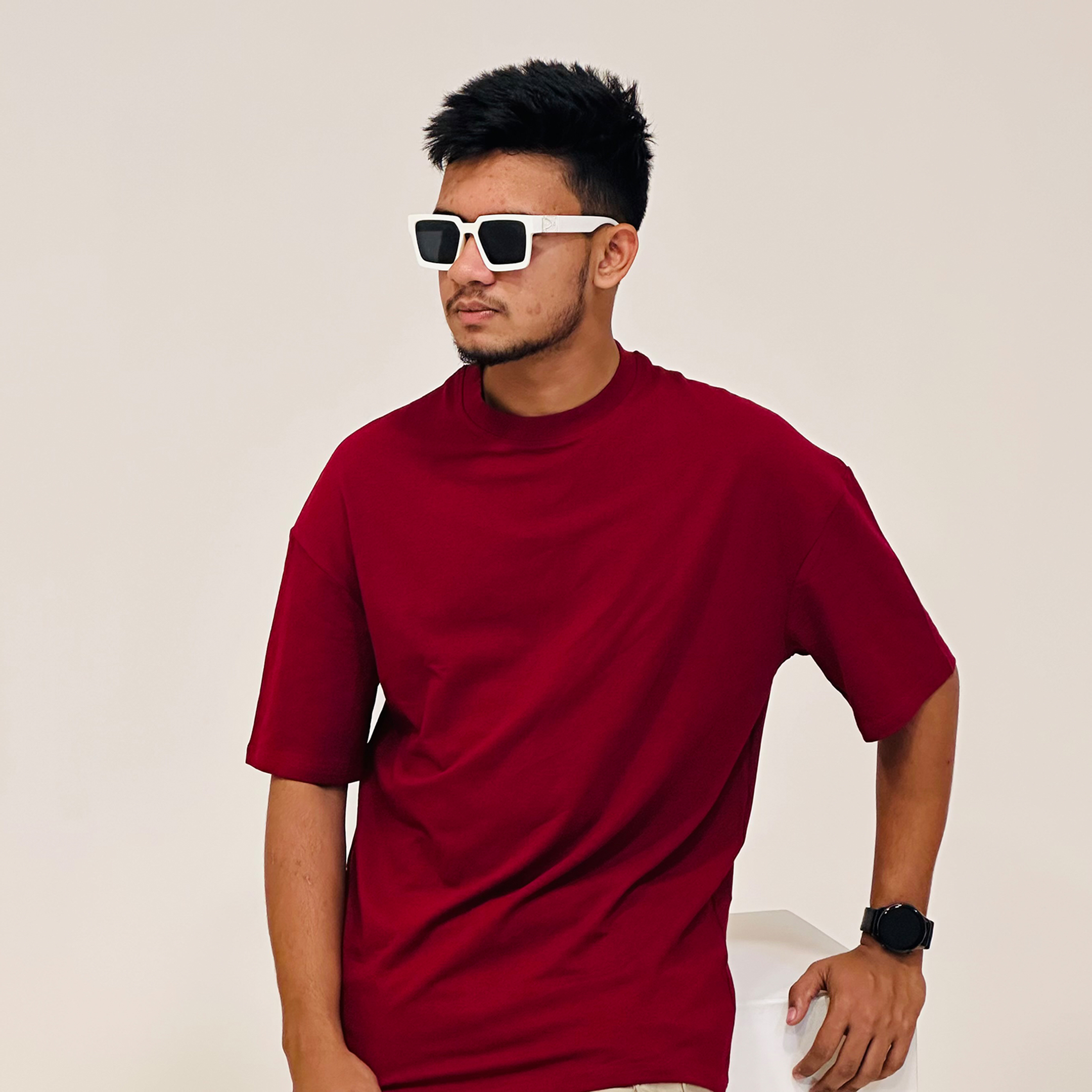 Premium Maroon Drop Shoulder Tee