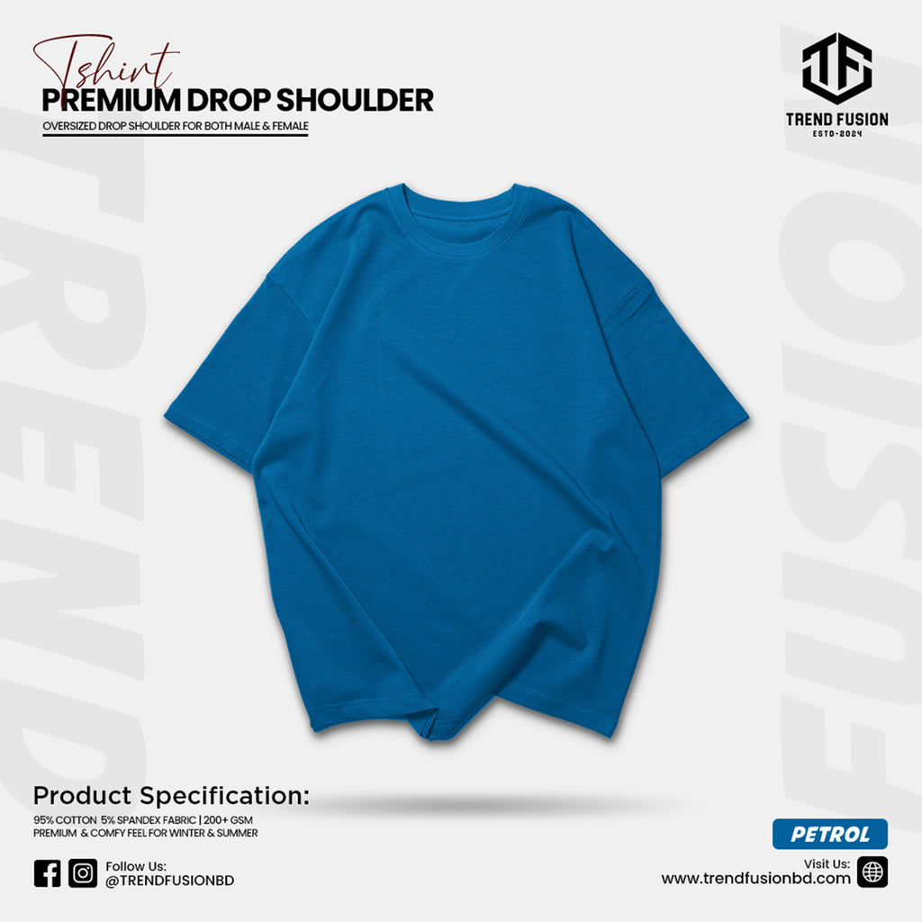 Premium Petrol Drop Shoulder Tee