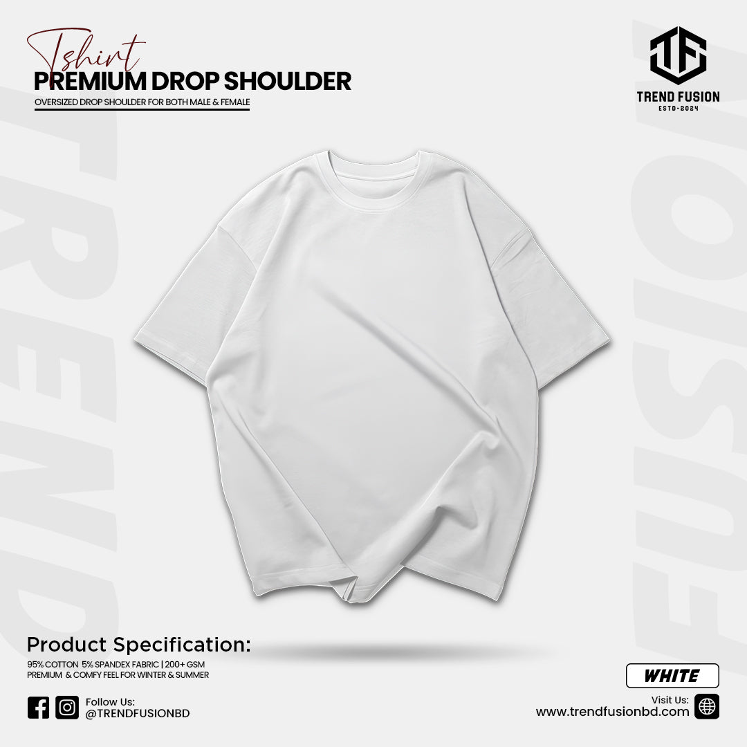 Premium White Drop Shoulder Tee
